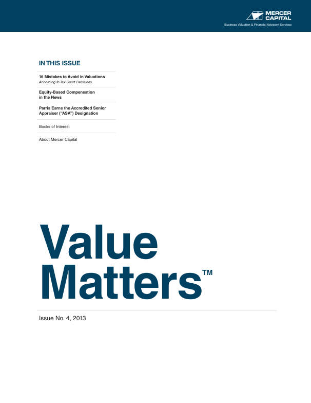 Mercer Capital’s Value Matters 2013-04