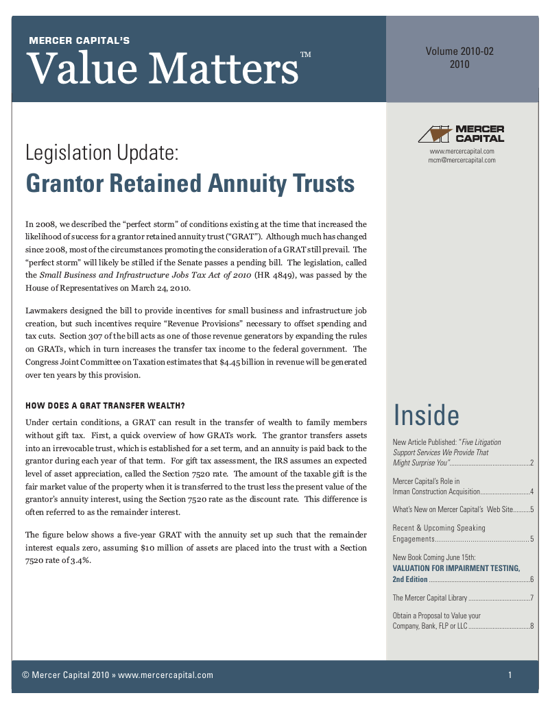 Mercer Capital’s Value Matters 2010-02