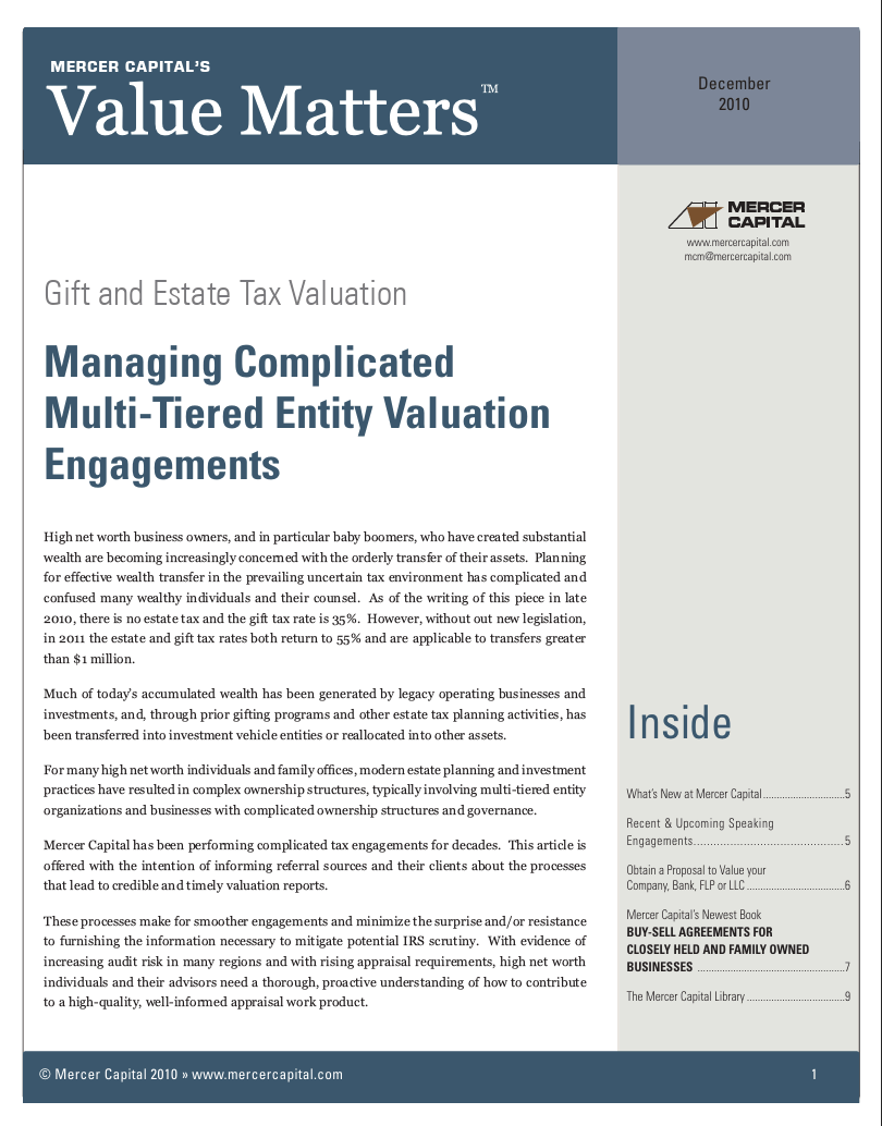 Mercer Capital’s Value Matters 2010-05