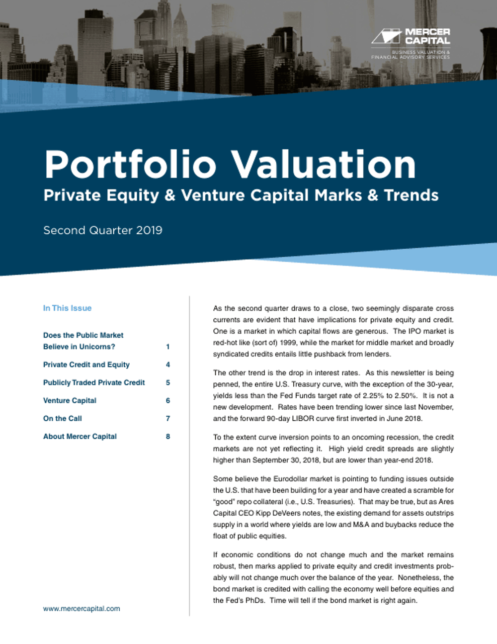 Equilty Marks Private Equity Marks Trends Second Quarter 2019