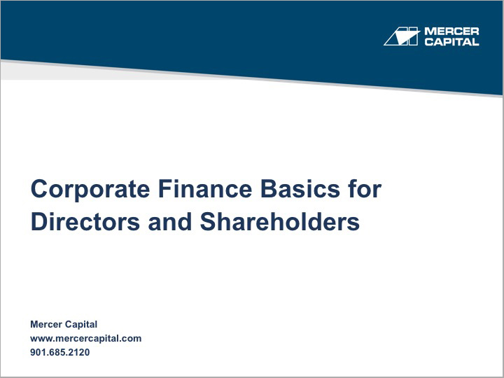 Corporate Finance Basics for Directors and Shareholders