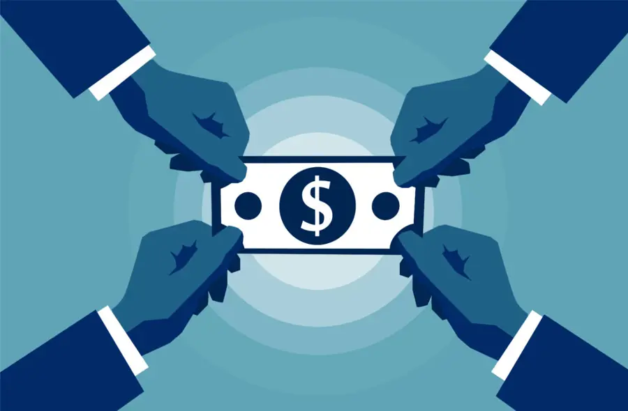 Illustration People Holding Dollar Bill