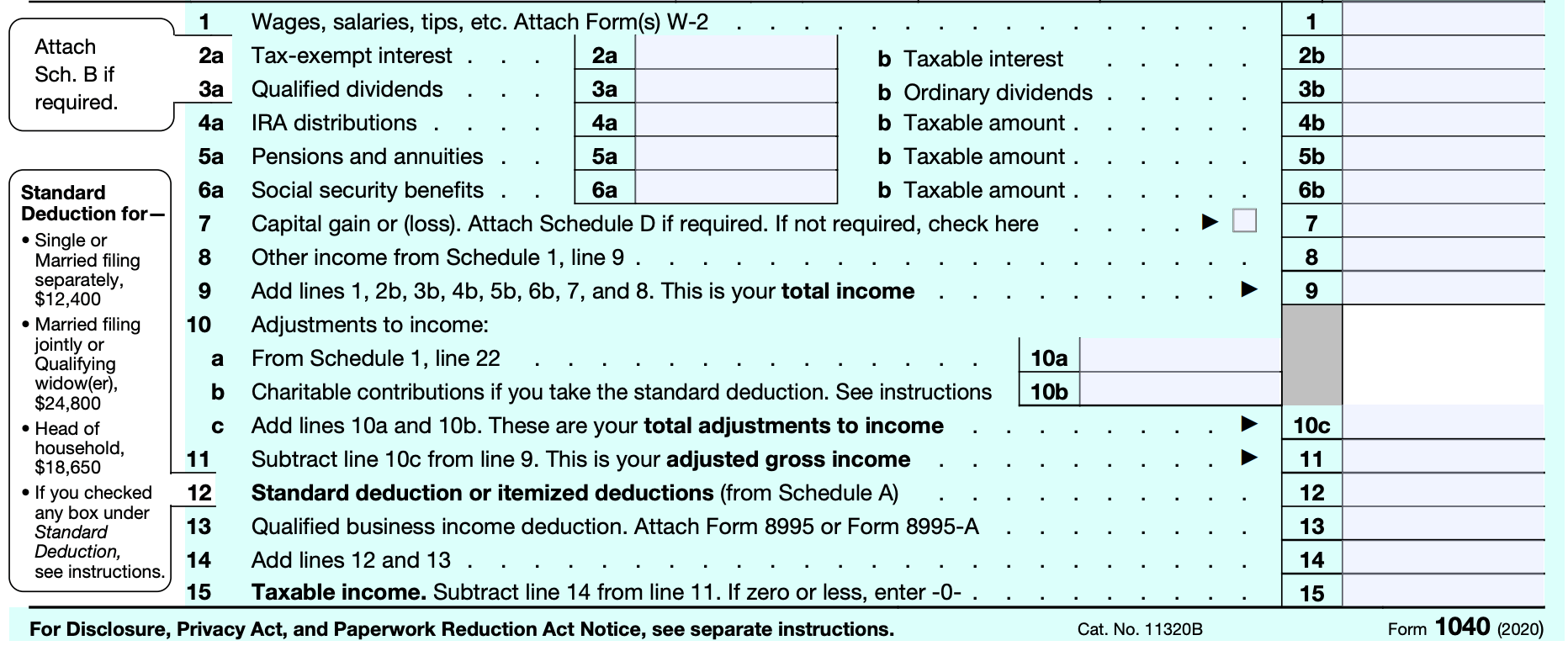 snapshot of form 1040